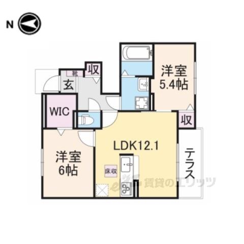 シェルマンⅢ(2LDK/1階)の間取り写真