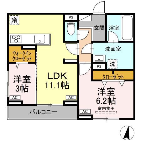 D-RESIDENCE明治町東(2LDK/2階)の間取り写真