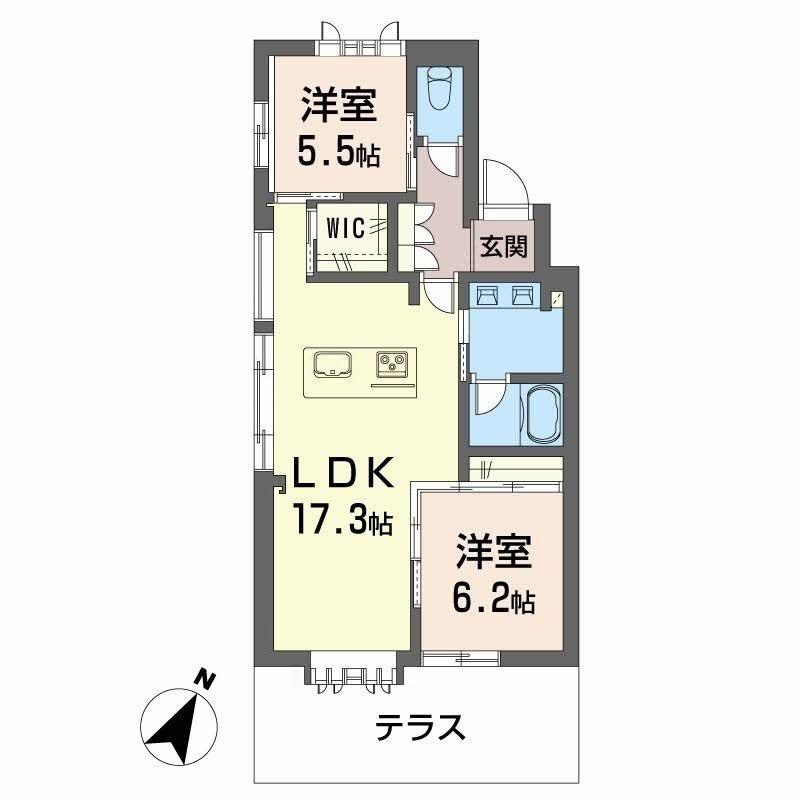 ディアス白金(2LDK/1階)の間取り写真