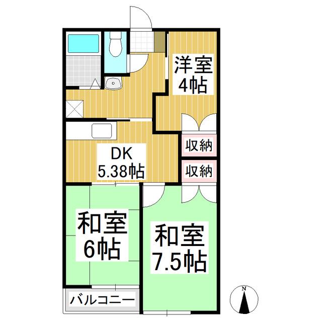 ロイヤルレジデンス六暮(3DK/2階)の間取り写真