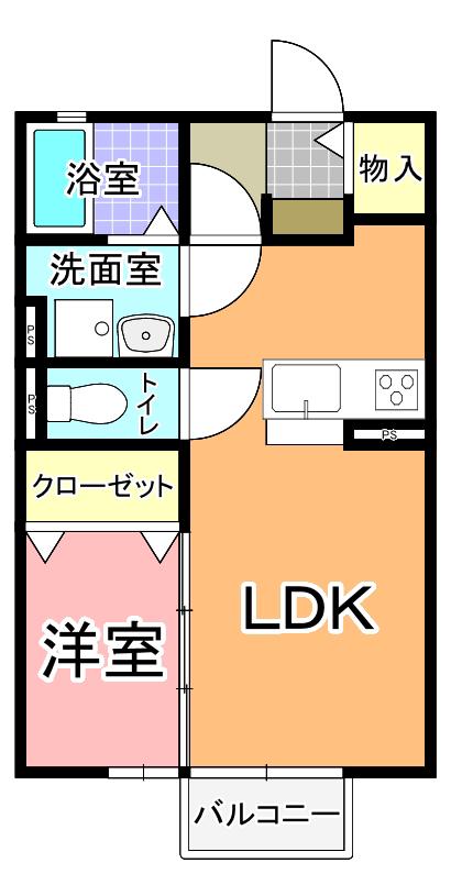 マリンコート A(1LDK/1階)の間取り写真