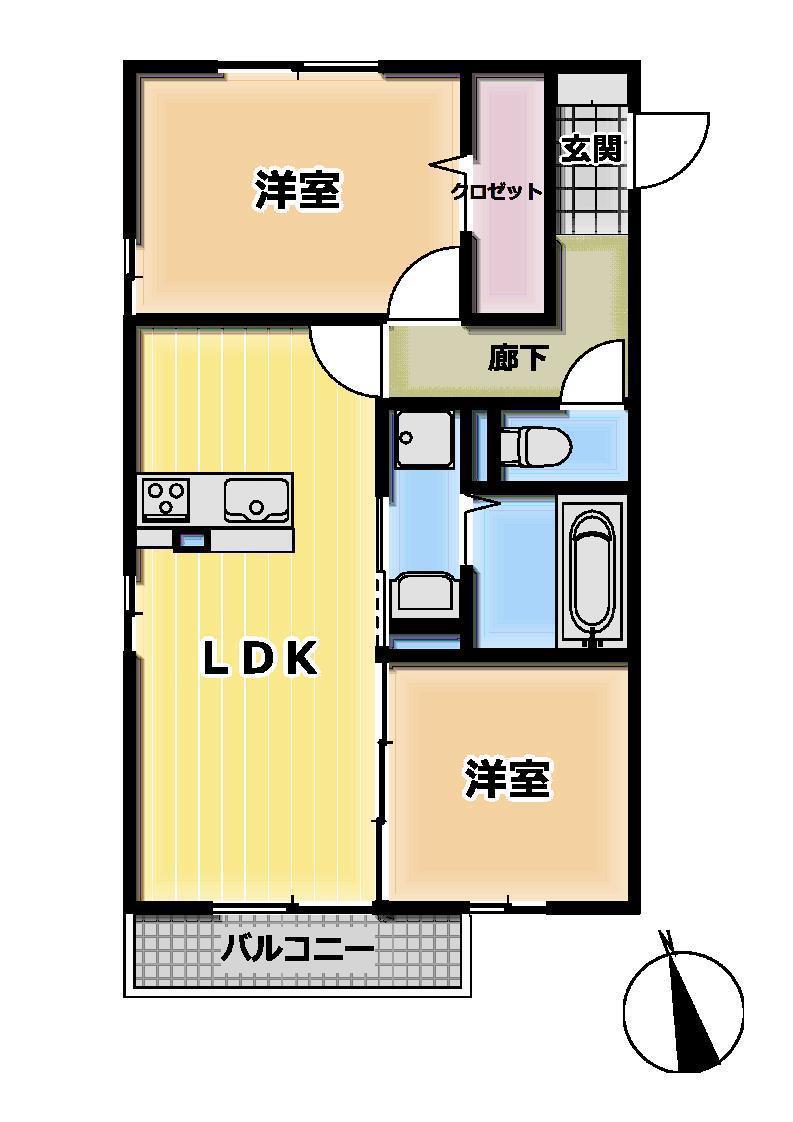 アルポルト(2LDK/1階)の間取り写真