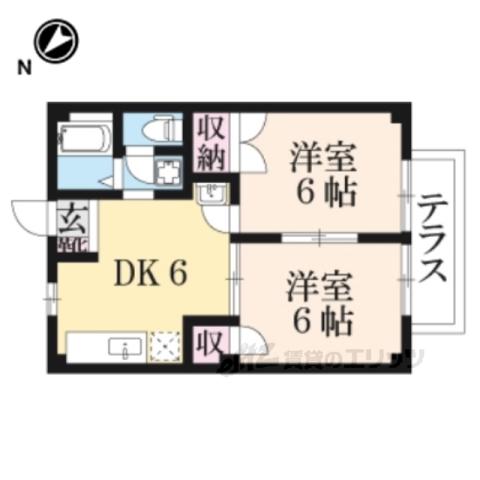 ルミエール萩の台(2DK/1階)の間取り写真
