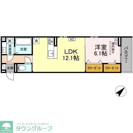 D-ROOM宮千代1丁目PJ A棟(1LDK/3階)の間取り写真