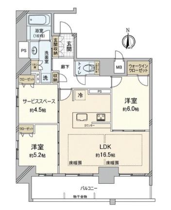 プレサンスタワー北浜(2SLDK/18階)の間取り写真