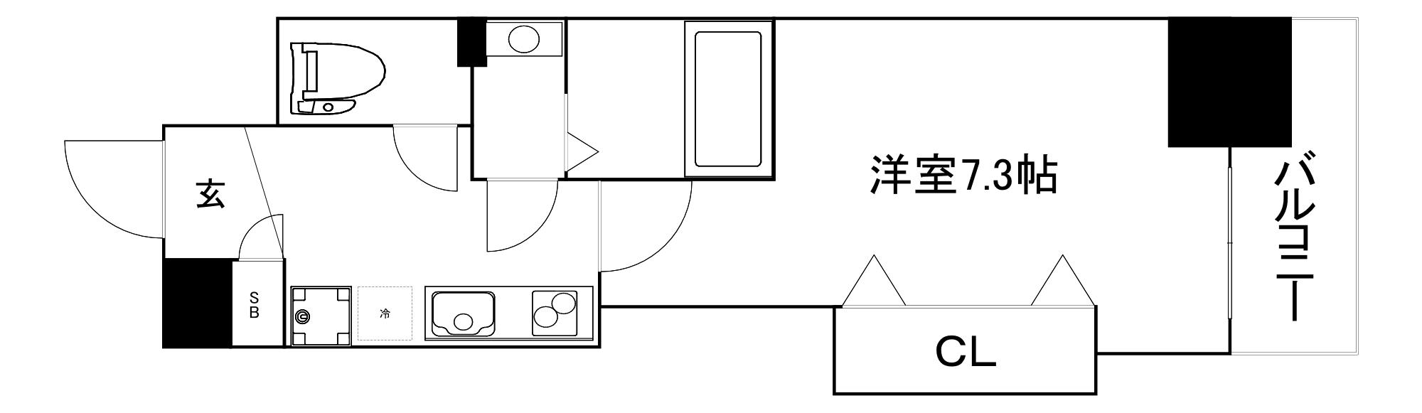 ラグゼ本町(1K/8階)の間取り写真