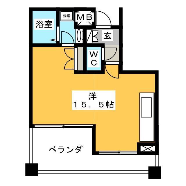 ディルッソ西間門(ワンルーム/2階)の間取り写真