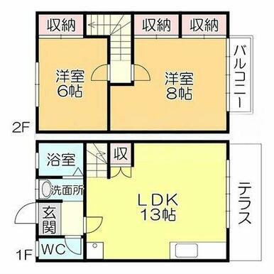 カスタムハイツ(2LDK/1階)の間取り写真