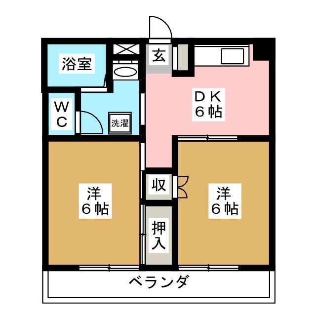 ハイツ塙(2DK/2階)の間取り写真