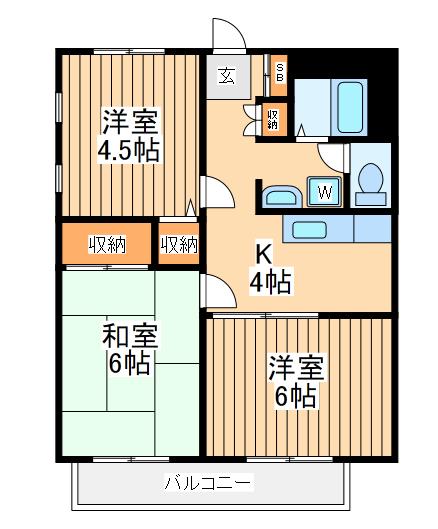 エスティーメゾン相模原(3K/4階)の間取り写真