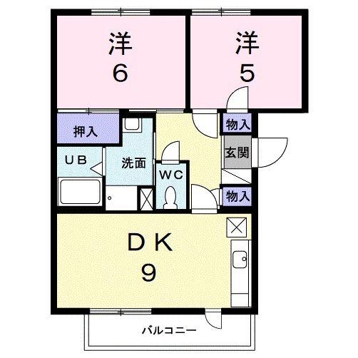 ドミール板倉(2DK/2階)の間取り写真
