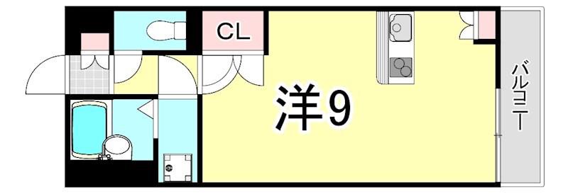 レオネクストコントワール御影弓場(ワンルーム/4階)の間取り写真