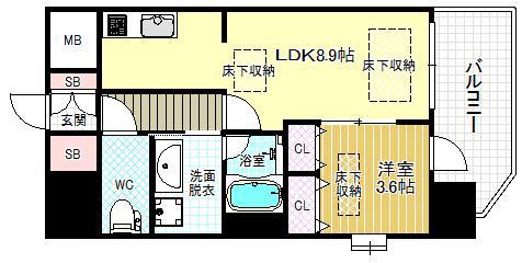 ノース VILLAGE 伍番館(1LDK/9階)の間取り写真