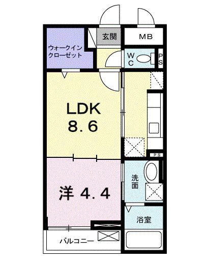 メープルコート(1LDK/1階)の間取り写真