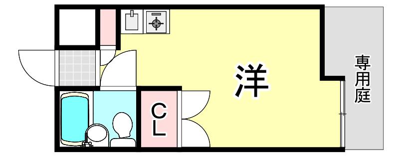 津門サンロイヤル(ワンルーム/1階)の間取り写真