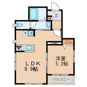 サンライズ・コーポ(1LDK/2階)の間取り写真