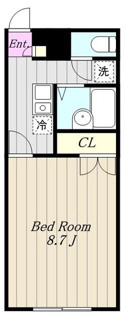 プレジールエイトガロン(1K/2階)の間取り写真
