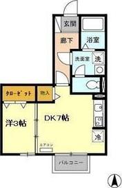 STステラI(1DK/2階)の間取り写真