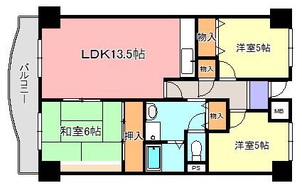 プレスト・コート壱番館(3LDK/6階)の間取り写真