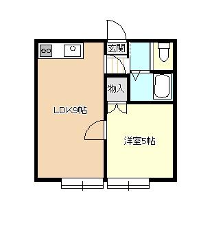 コーポグラース(1LDK/2階)の間取り写真