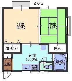 アーバンハイツ(2DK/2階)の間取り写真
