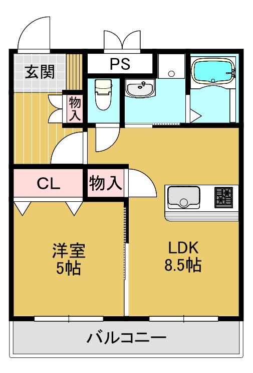 バイリンガルマンション(1LDK/1階)の間取り写真