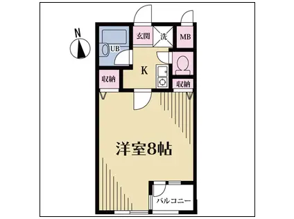 クオーレ代沢(1K/3階)の間取り写真
