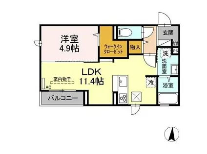 ロイヤルステージ西津田(1LDK/1階)の間取り写真