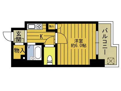 ベルエール大分大在(1K/7階)の間取り写真