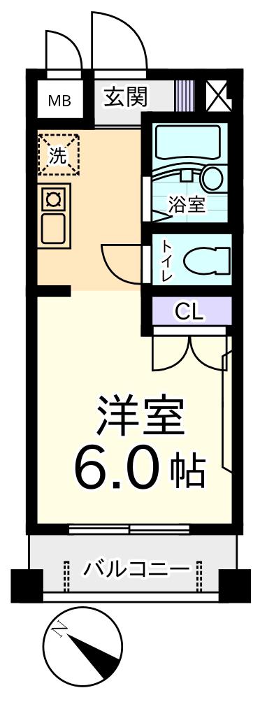 エンゼルコート(1K/2階)の間取り写真