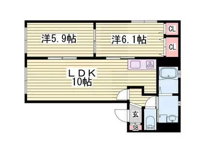 シャーメゾン桜 A棟(2LDK/2階)の間取り写真