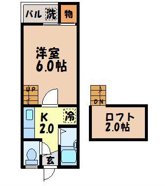 クィーンパレス坂本(1K/2階)の間取り写真