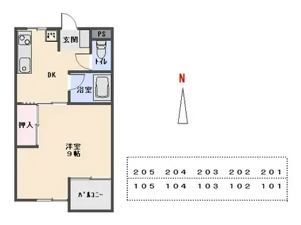 メゾン・ドゥ・ブランシェI(1DK/1階)の間取り写真