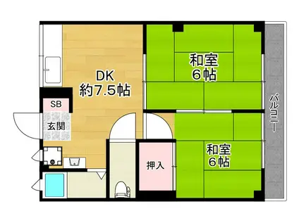 良野マンション(2DK/2階)の間取り写真