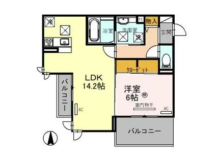 D-ROOMN・KI(1LDK/1階)の間取り写真