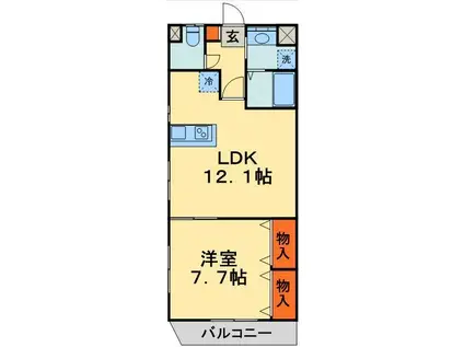 シャンプラン(1LDK/1階)の間取り写真