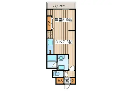 円山パークハイツ(1DK/3階)の間取り写真