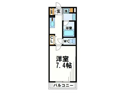ヒューレックレジデンス調布柴崎(1K/3階)の間取り写真