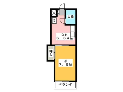 メゾン富士(1DK/3階)の間取り写真