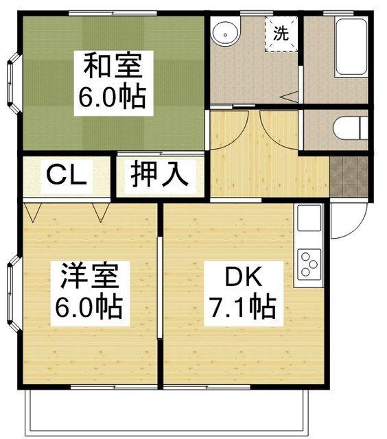 ヴィレッジ21 A棟(2DK/1階)の間取り写真