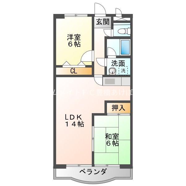 サンアルカディアS(2LDK/4階)の間取り写真
