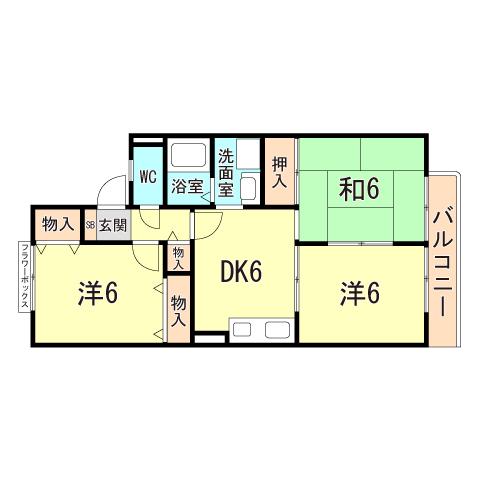 ファミール池ノ上(3DK/2階)の間取り写真