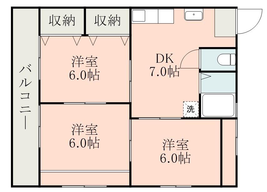 DREAM90 2号棟(3DK/1階)の間取り写真