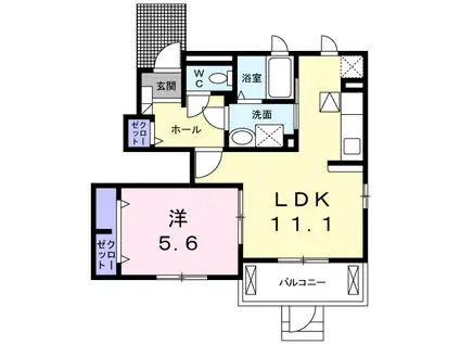 フラワー高横須賀(1LDK/1階)の間取り写真