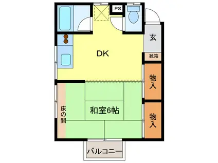 ハイツ桐原(1DK/2階)の間取り写真
