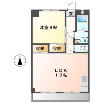 藤本コーポ(1LDK/3階)の間取り写真