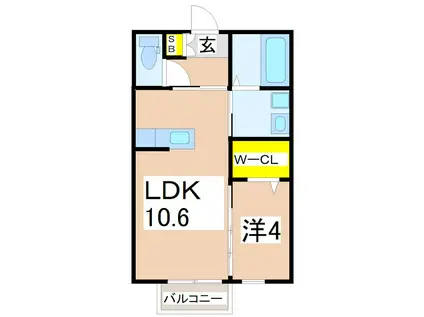 ALBERO II(1LDK/2階)の間取り写真
