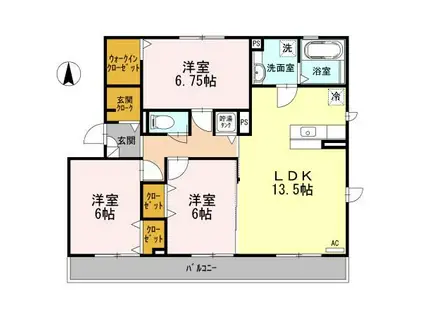 グランリーオII(3LDK/3階)の間取り写真