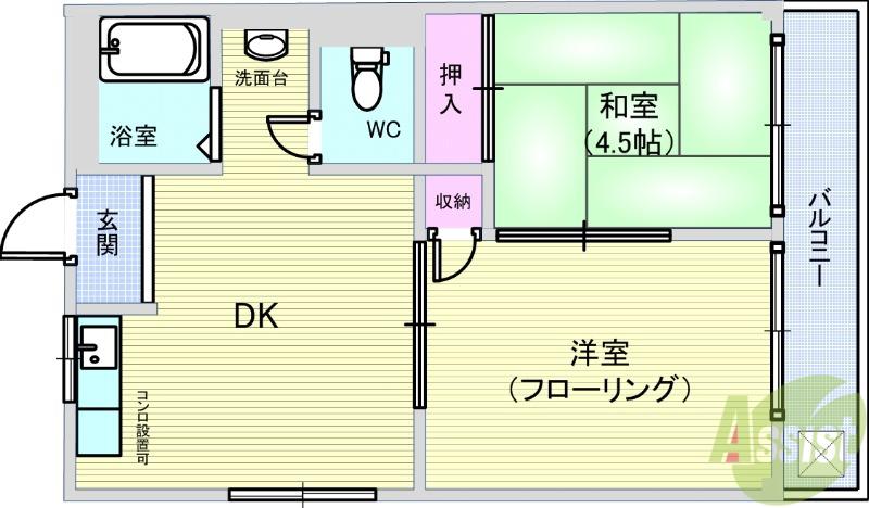 タナカ産業ビル2号館(2DK/2階)の間取り写真