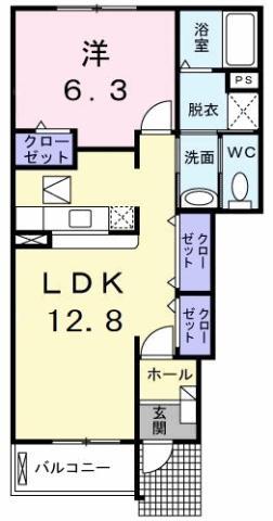 レジデンス福園(1LDK/1階)の間取り写真